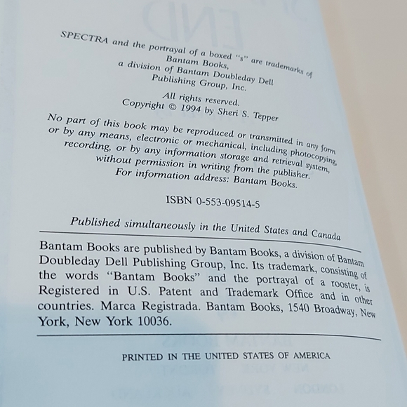 Vintage Hardcover Book- Shadow's End by Sheri S. Tepper - Picture 4 of 6